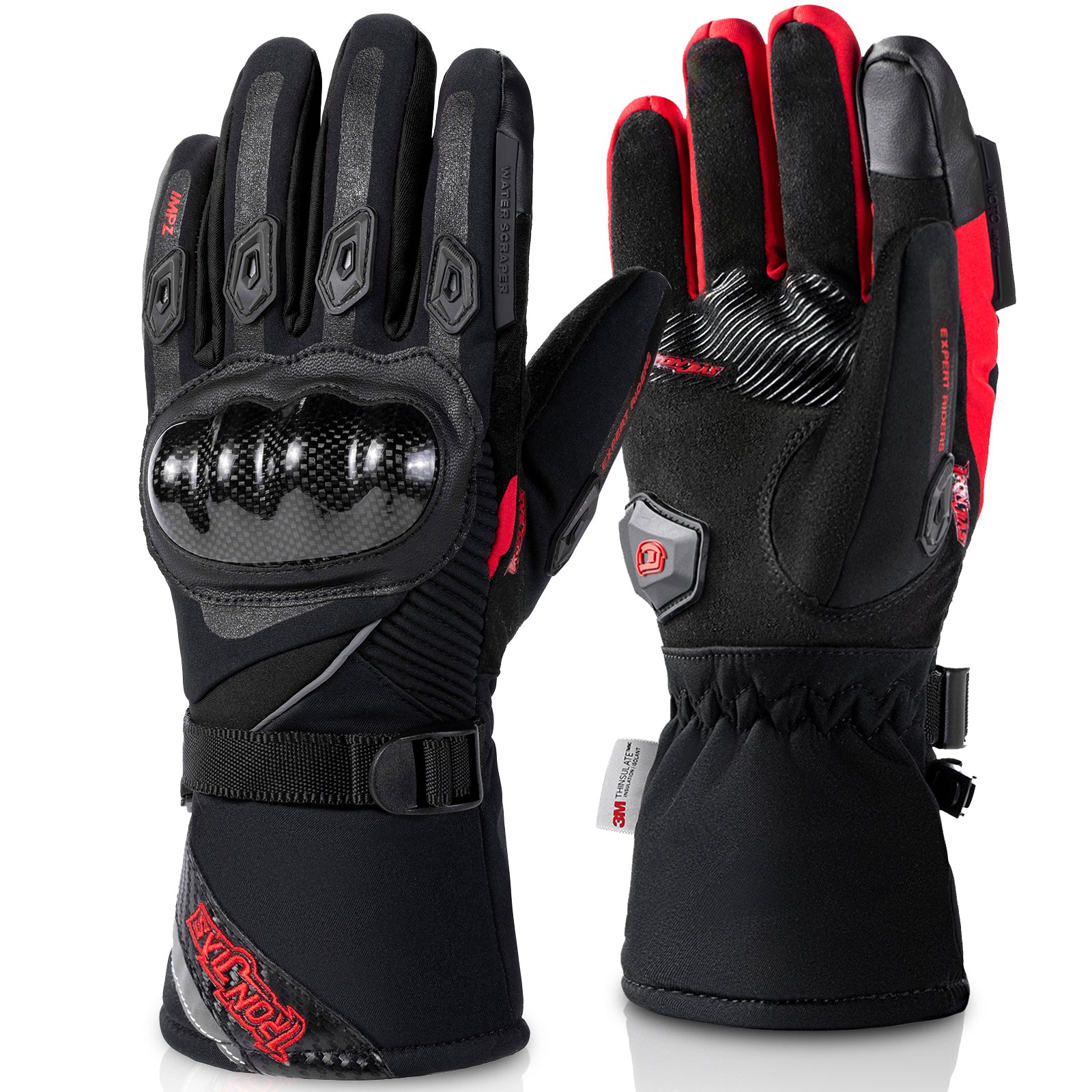 Red Waterproof Winter Motorcycle Gloves
