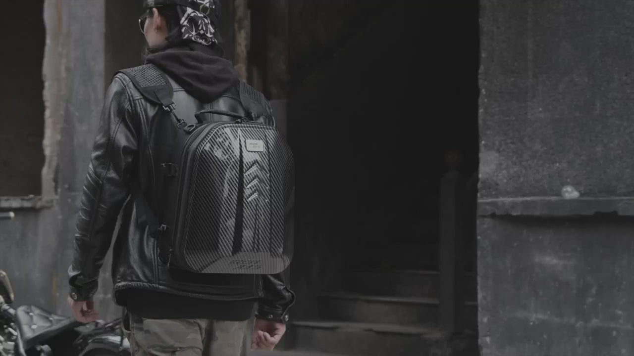 IRON JIAS Borsa posteriore per moto Zaino impermeabile Borse per bagagli da moto con guscio rigido in ABS Borse per casco con spazio di archiviazione espandibile 24L-35L
