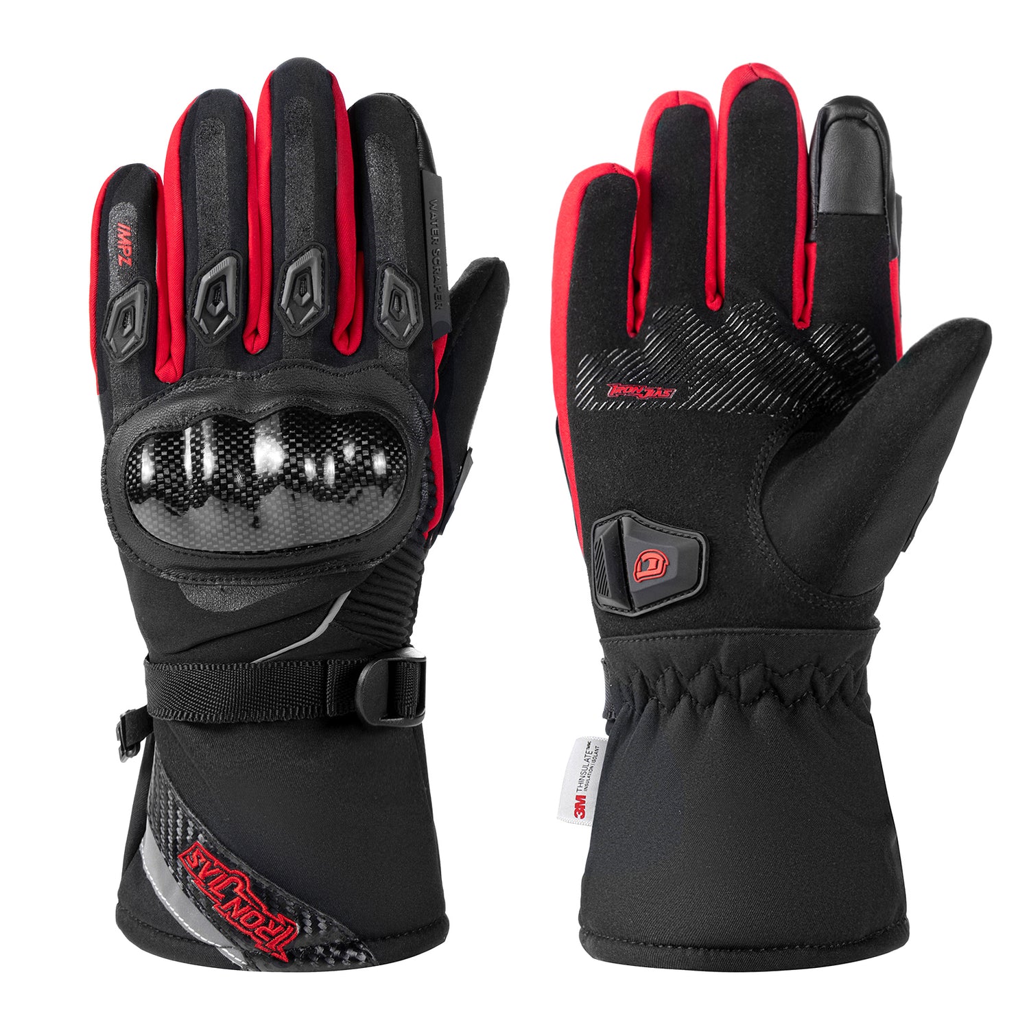 Red Waterproof Winter Motorcycle Gloves